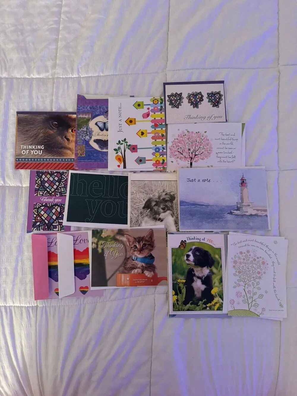 Lot of 14 Greeting Cards Thinking of You Hello Thank You
